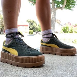 green & yellow platform fenty x puma creepers